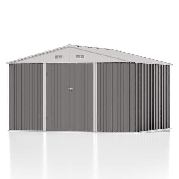 10 ft. W x 8 ft. D Outdoor Metal Storage Shed, Gray (80 sq. ft.)