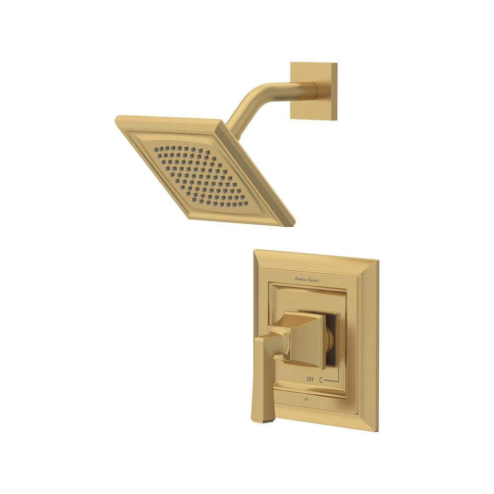 Gold Wall Mounted Rain Shower Trim Kit with Lever Handle