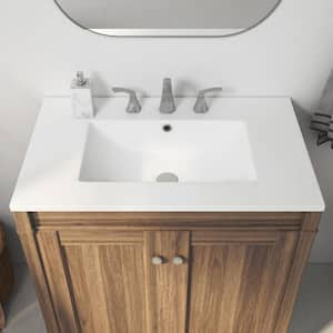 Tucson 30 in. W x 18 in. D Vitreous China Single Sink Vanity Top in White with 3-Faucet Holes (8 in. Widespread)