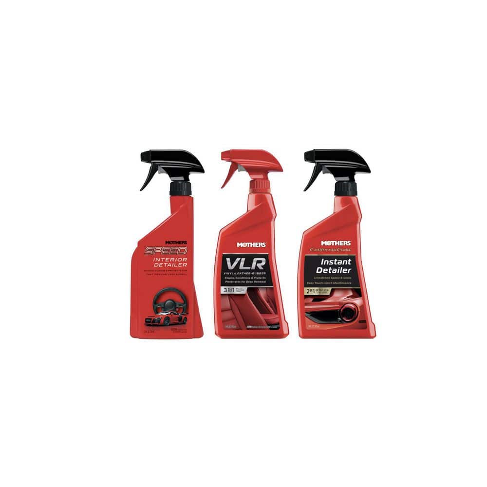 Mothers Speed Interior Detailer + Instant Detailer Spray + VLR Cleaner and Protectant Car Cleaning Interior Kit