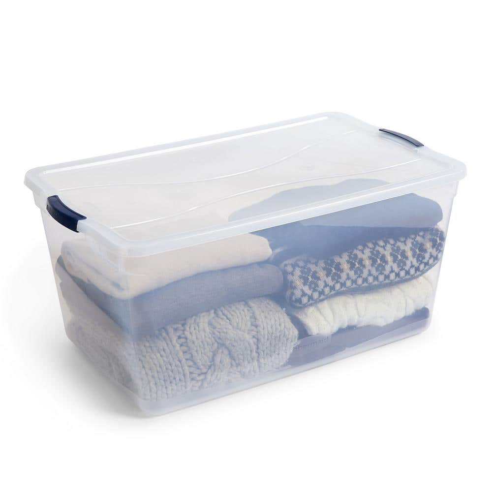 Clear 95 Qt Stackable Plastic Storage Bins with Lids, 4-Pack