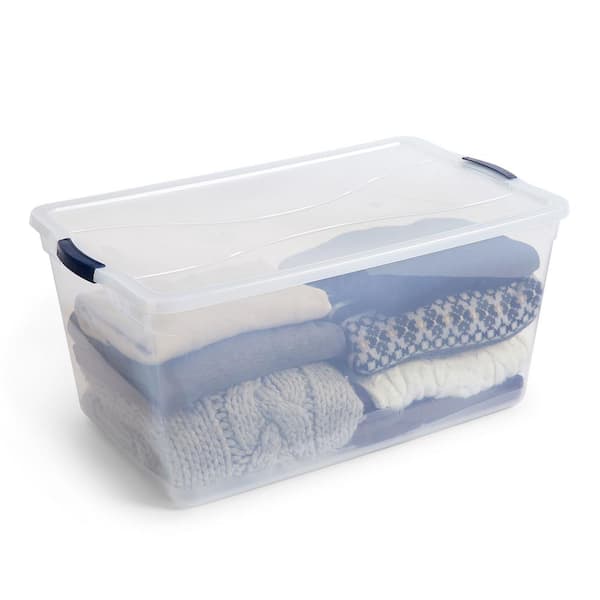 Large Storage Container 105 Quart Clear Plastic Tote Latching Lid