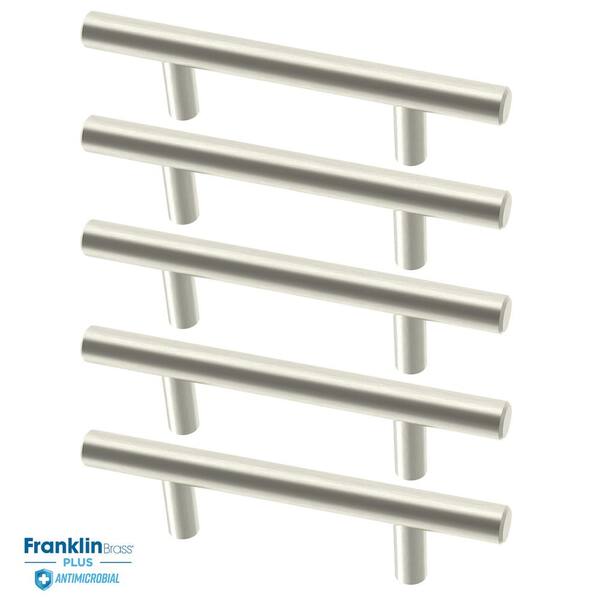 Antimicrobial Properties Solid Bar 3 in. (76 mm) Stainless Steel Pulls  (5-Pack)