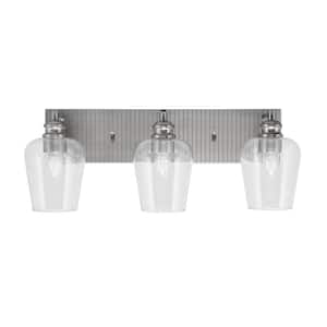 Albany 23 in. 3-Light Brushed Nickel Vanity Light with Clear Bubble Glass Shades