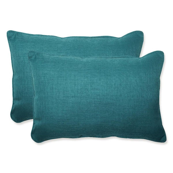 Pillow Perfect Solid Green Rectangular Outdoor Lumbar Throw Pillow 2-Pack