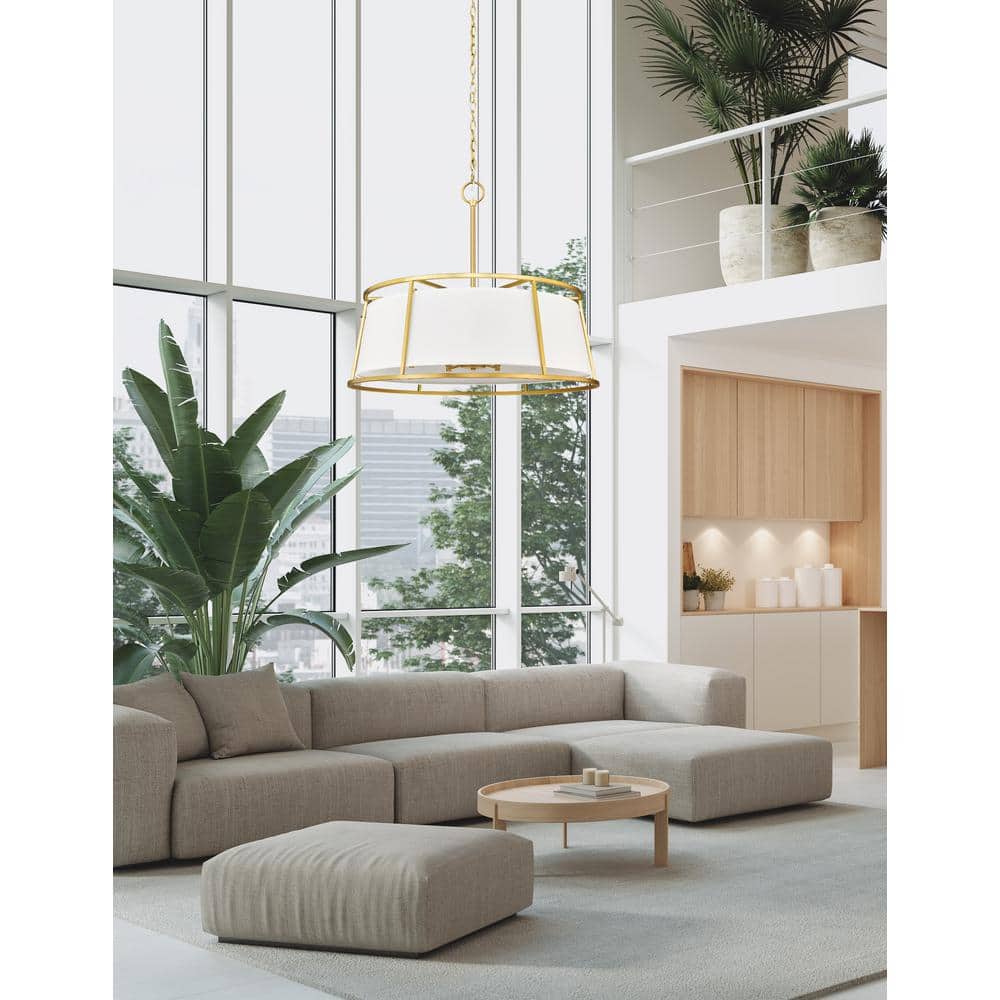 Lenyx Elegant Brushed Nickel and Brass Drum Pendant Light
