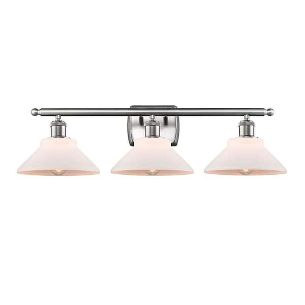 Orwell 26 in. 3-Light Brushed Satin Nickel Vanity Light with Glass Shade