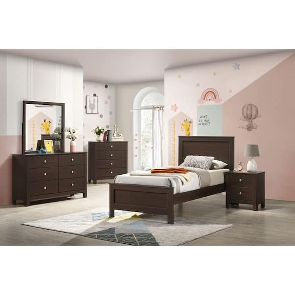 Santino Espresso 2-Drawer 21 in. W Nightstand