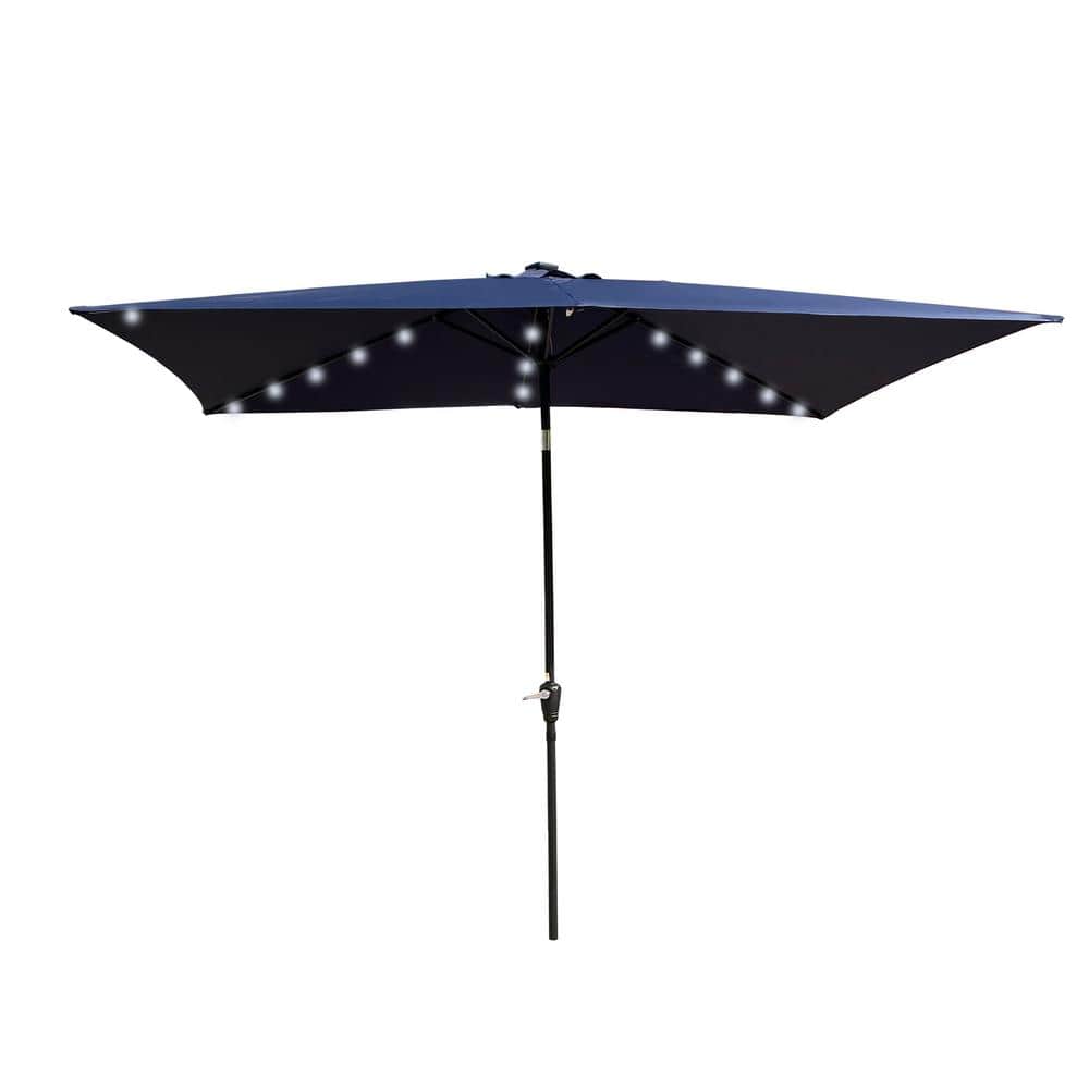 10 ft. x 6.5 ft. Outdoor Patio Navy Blue Solar LED Lighted Market Umbrellas with Crank and Push Button Tilt price history on PriceWatchPro