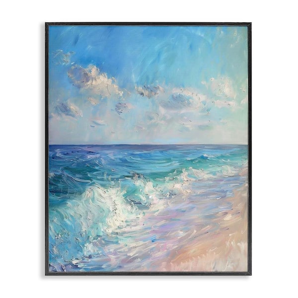 Soft Ocean Beach by LSR Design Studio Black Framed Coastal Giclee Art Print 20 in. x 16 in.