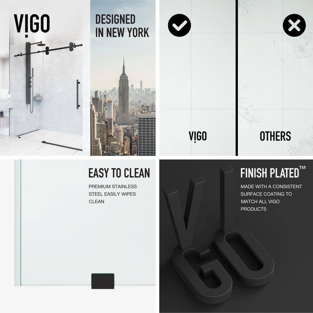 Elan 48" Matte Black Frameless Sliding Shower Door with Clear Glass