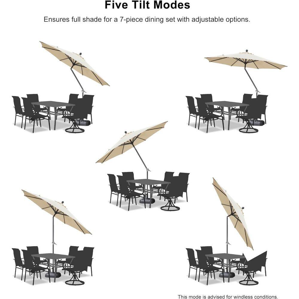 Beige 9FT Aluminum Patio Umbrella with Dual Tilt Mechanism