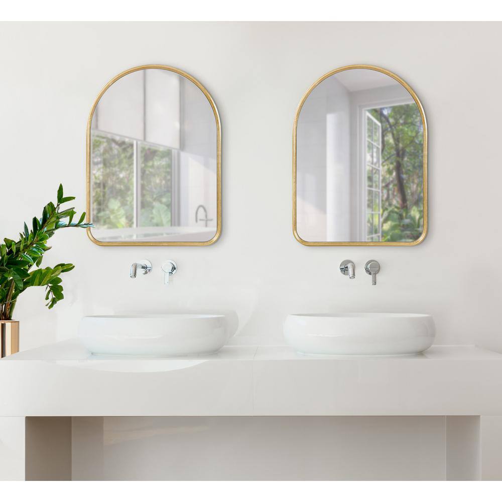 Midcentury Arched Gold Leaf 28.5" Wall Mirror