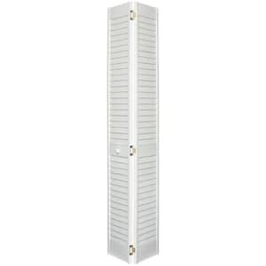 28 in. x 80 in. Louver/Louver Primed Solid Wood Interior Closet Bi-Fold Door