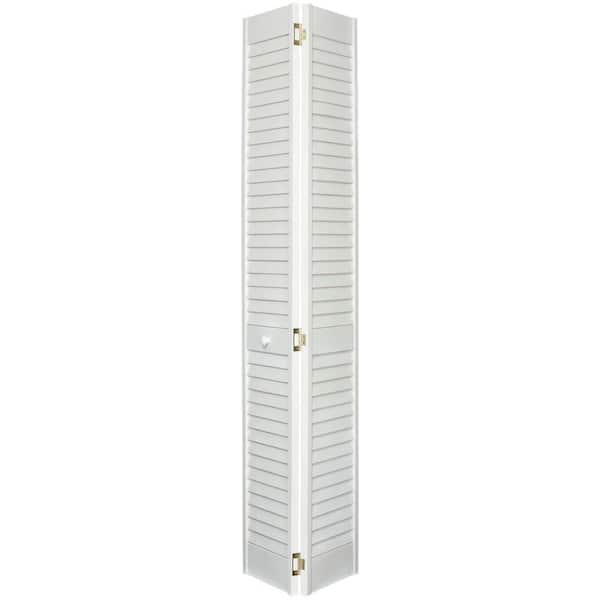 Home Fashion Technologies 32 in. x 80 in. Louver/Louver Primed Solid Wood Interior Closet Bi-fold Door