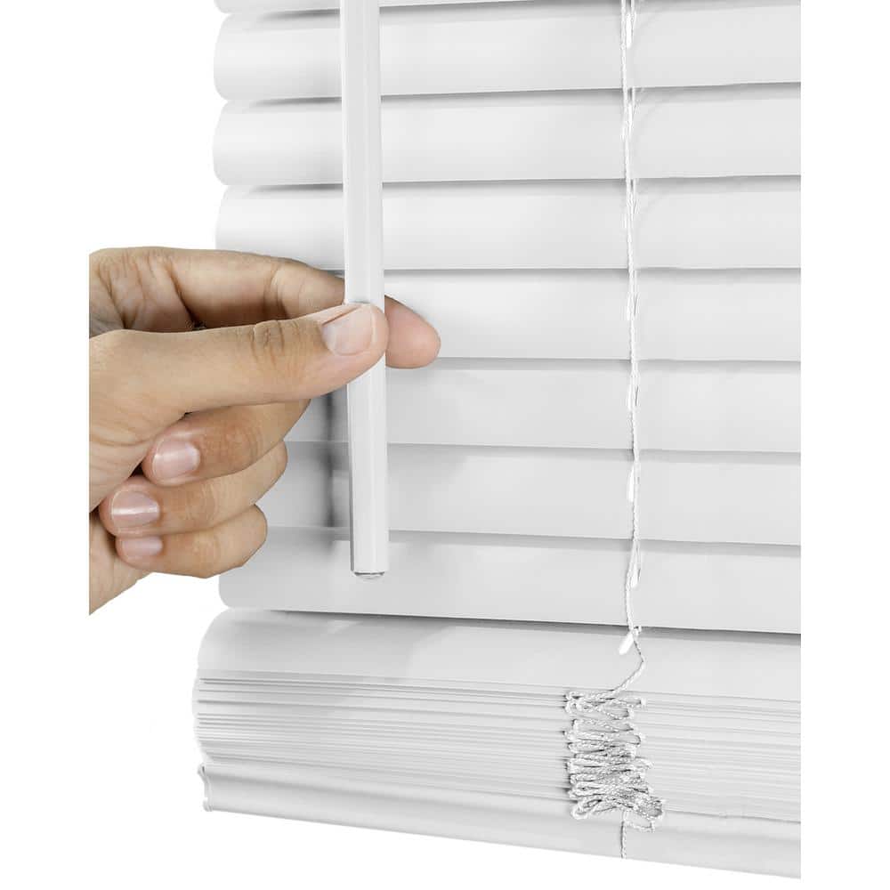 White Cordless Room Darkening Vinyl Mini Blind with 1 in. Slats 46 in. W x 60 in. L