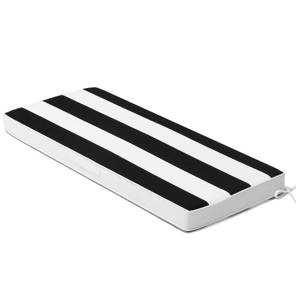 Crestlive Products 1-Piece 18 in. x 42 in. Rectangular Outdoor Bench Cushion in Black and White