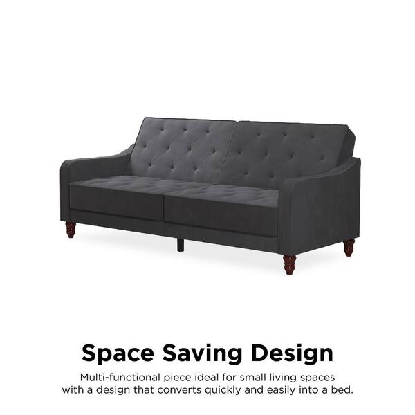 Novogratz Vintage Tufted Split Back Futon, Gray Velvet