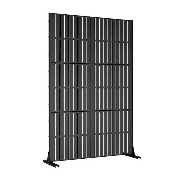 Outdoor Privacy Fence 47 in. L x 16 in. W x 72 in. H Black Galvanized Steel Garden Privacy Screen