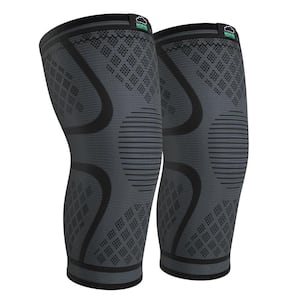 Large Compression Knee Brace for Women and Men for Patient Care Pain Relief in Black (2-Pack)