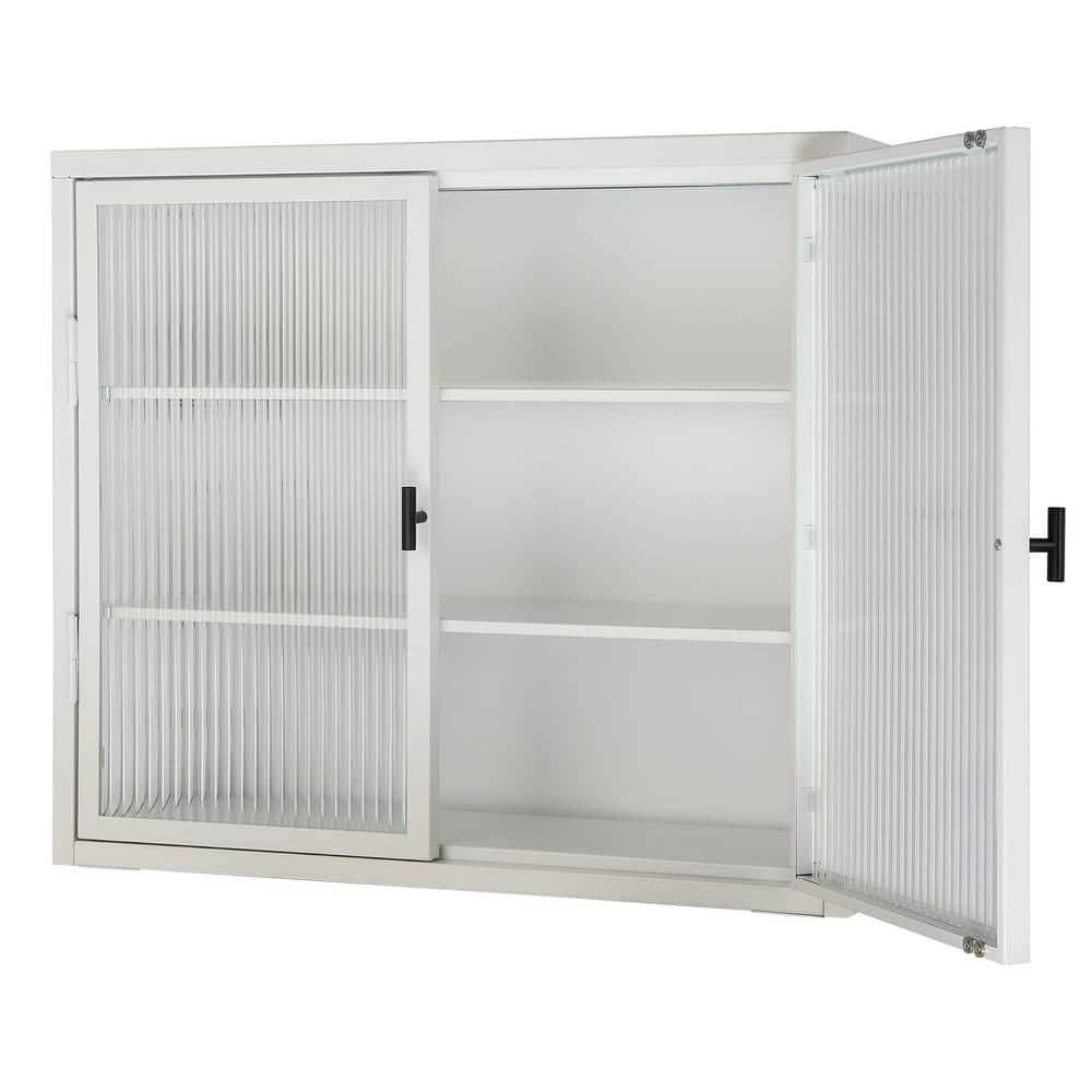27.6 in. W x 9.1 in. D x 23.6 in. H Bathroom White Linen Cabinet