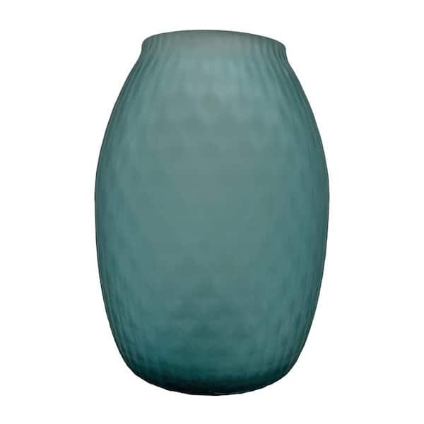 castellousa Blue 7 in. Decorative Textured Glass Pot Vase