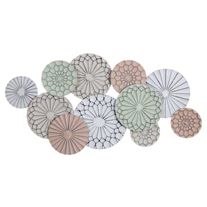Boho 23 in. x 47 in. Layered Textured Metal Plates Centerpiece Wall Decor
