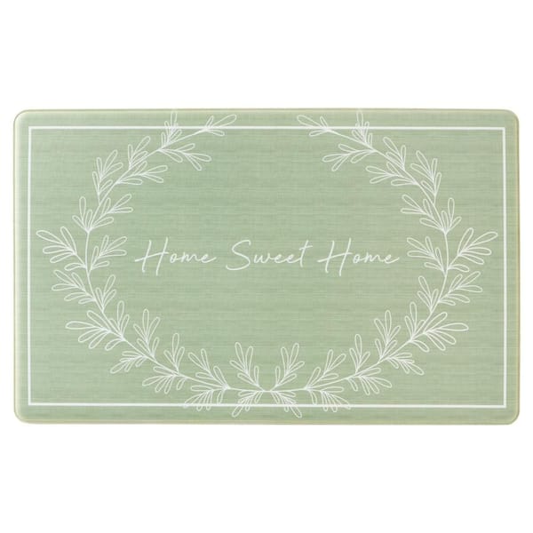 Bloomfield Home Sweet Home Leaf Frame 18 in. x 30 in. Green Indoor Comfort Kitchen Mat