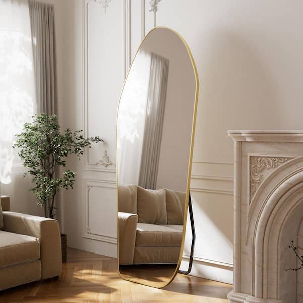 Gold 23.6 in. W x 67 in. H Irregular Modern Aluminum Alloy Framed Full Length Mirror Floor Mirror