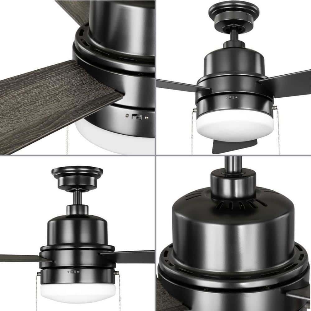 Trevina V Matte Black 52" Ceiling Fan with LED Light