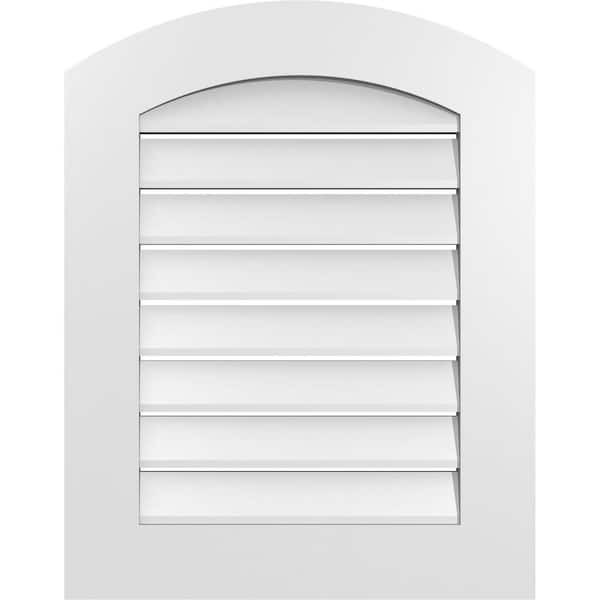 Ekena Millwork 22 in. x 26 in. Arch Top Surface Mount PVC Gable Vent: Decorative with Standard Frame