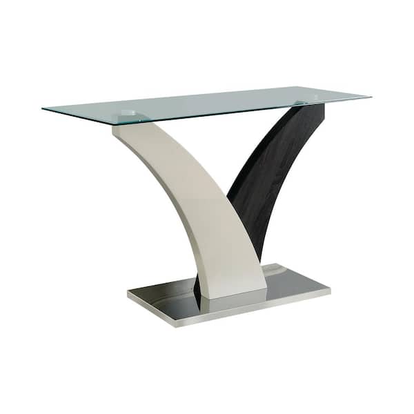 Furniture of America Penbroke 48 in. White and Dark Gray Rectangle Glass Top Console Table