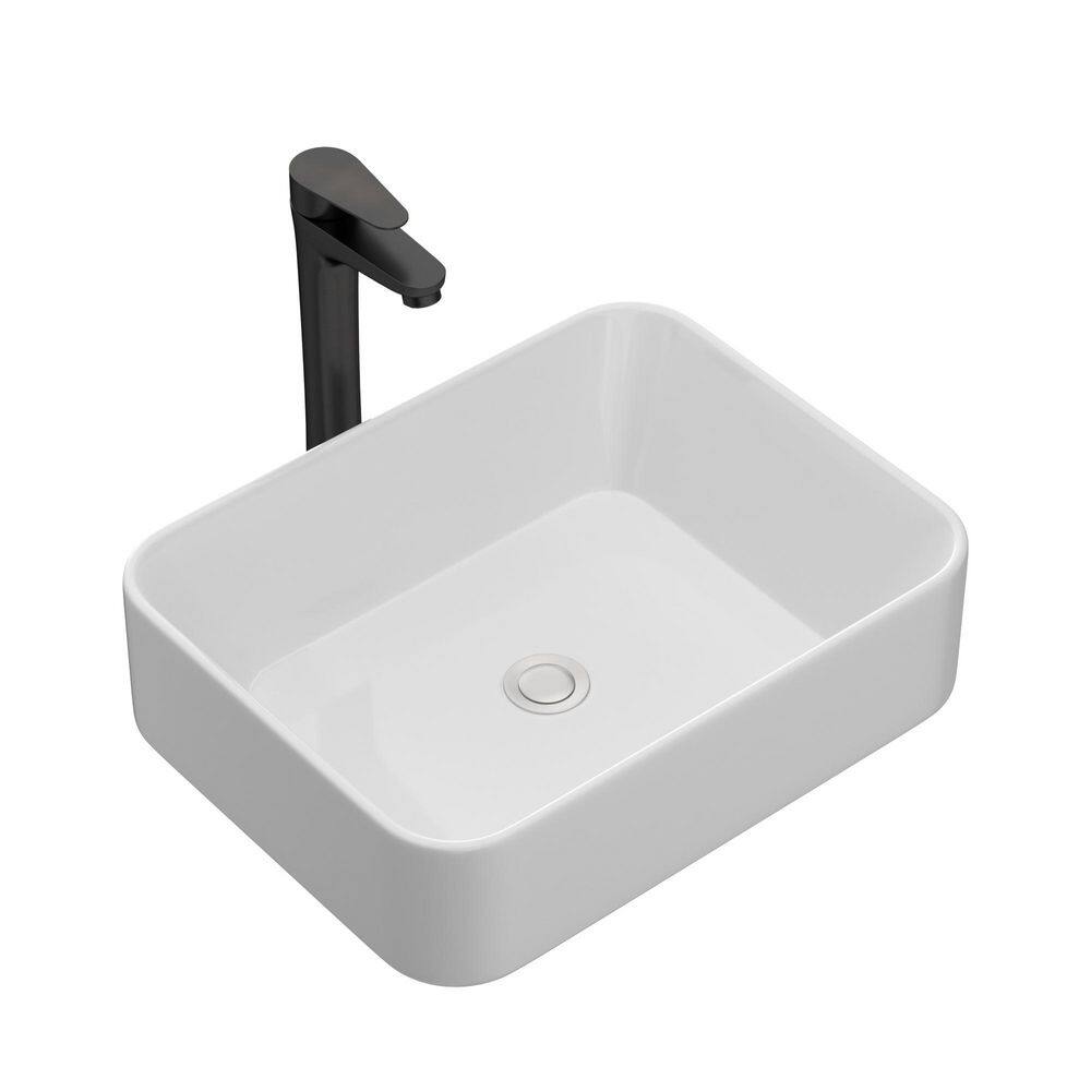 19 in. x15 in. Rectangular Vessel Bathroom Sink in White Vitreous China with Faucet in Oil Rubbed Bronze price history on PriceWatchPro