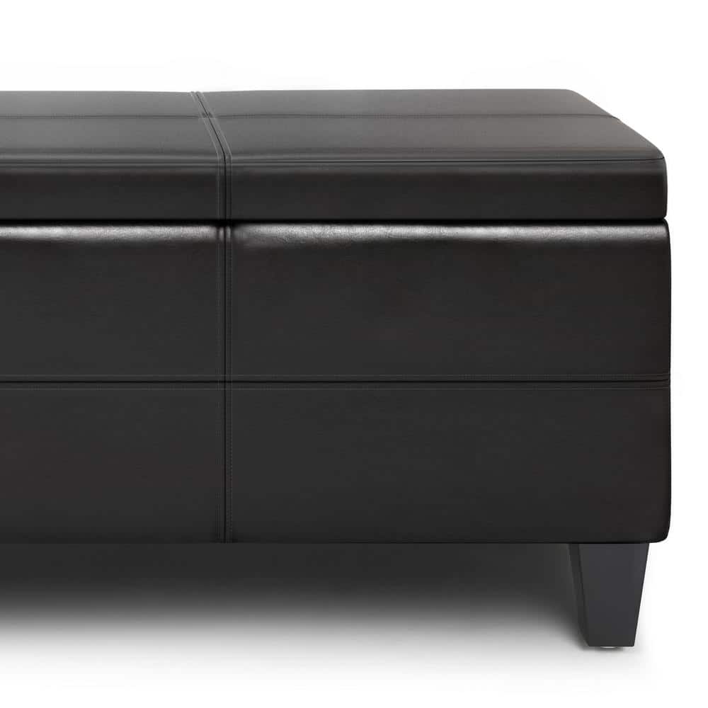 Afton 48" Brown Faux Leather Storage Ottoman Bench