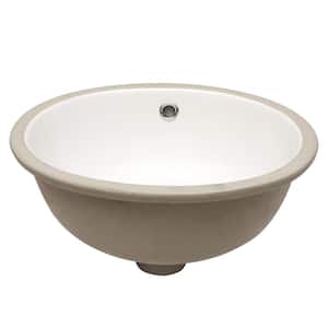 7.6 in. Ceramic Undermount Oval Bathroom Sink in White with Overflow