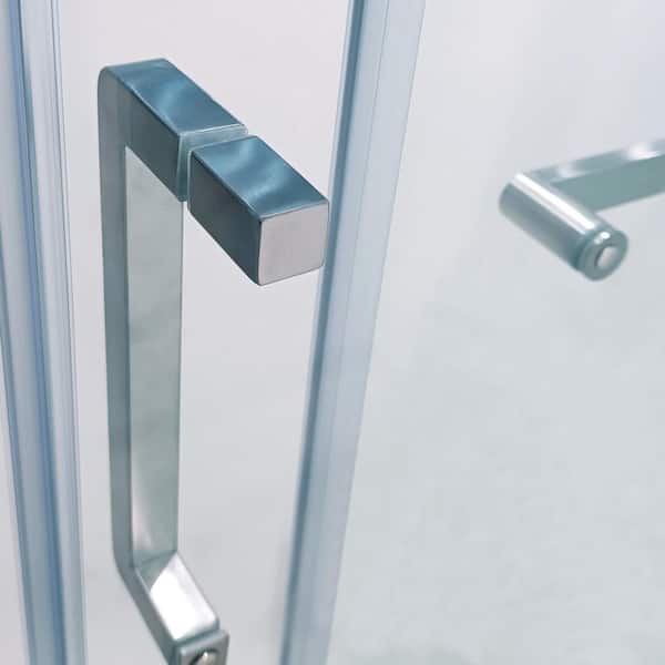 Staykiwi 60 in. W x 75 in. H Sliding Semi-Frameless Shower Door in Brushed Nickel Finish with Clear Glass