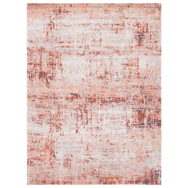 SAFAVIEH Madison Rust/Grey 4 ft. x 6 ft. Abstract Striped Area Rug