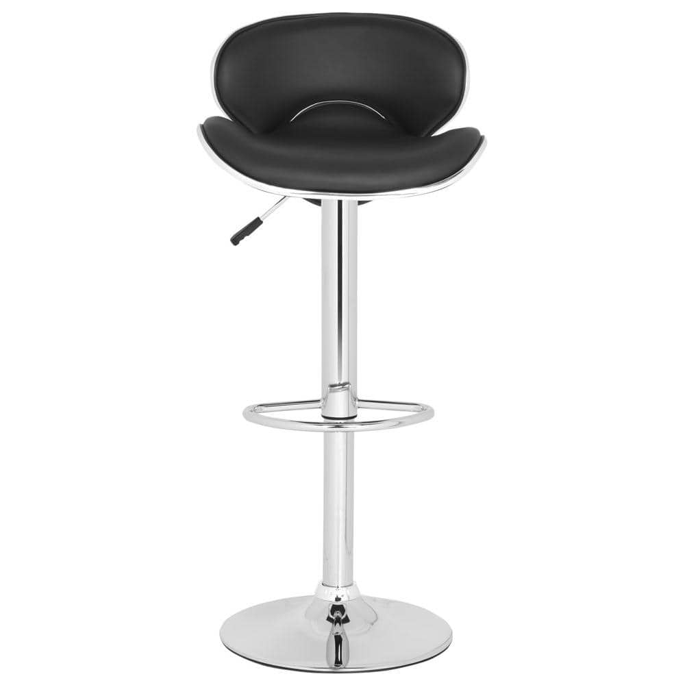 Shambi Black Adjustable Swivel Bar Stool with Chrome Base