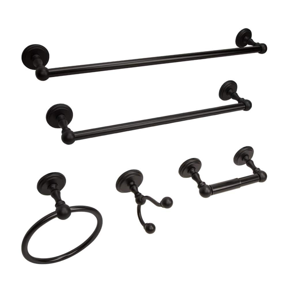 Vanity Art Lorient 5-Piece Bath Hardware Set with Towel Hook and Ring ...