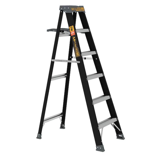 6 ft. Fiberglass Step ladder with Paint Tray, Maximum Reach 10 ft. 6 in., 250 lbs Load Capacity