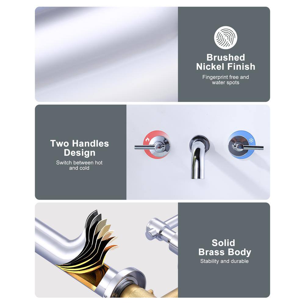 Chrome Double Handle Wall Mounted Tub Faucet