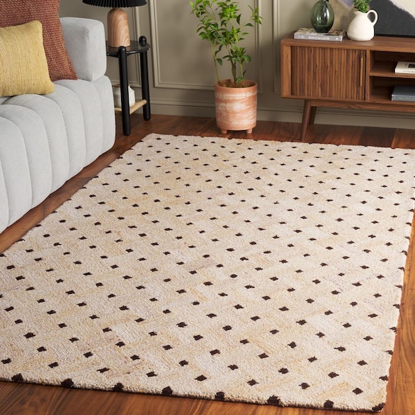 Genre 4 ft. x 6 ft. Light Brown/Ivory Spotted Lattice Area Rug