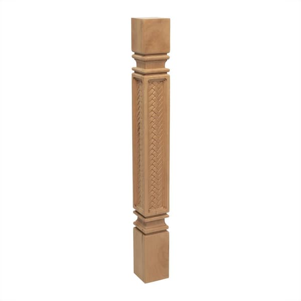 American Pro Decor 3-3/4 in. x 35-1/4 in. Unfinished North American Solid Cherry Mission Weave Kitchen Island Leg
