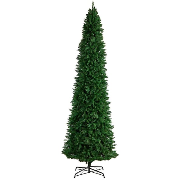 Nearly Natural 12 ft. Slim Green Mountain Pine Artificial Christmas ...