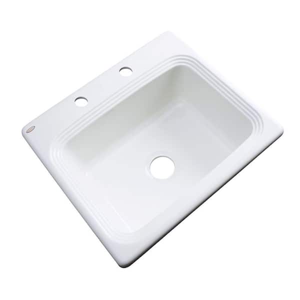 Thermocast Rochester Drop-In Acrylic 25 in. 2-Hole Single Bowl Kitchen Sink in White