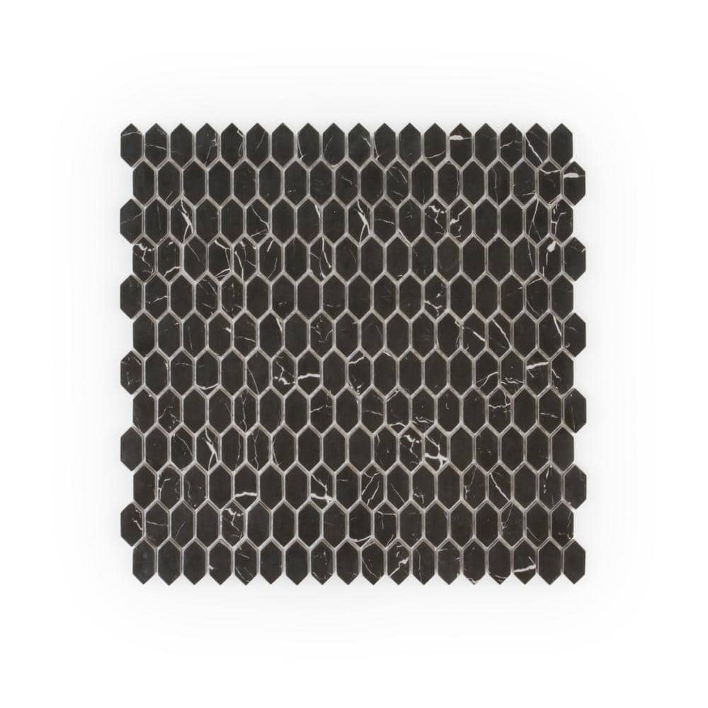 Serenity Marquina Black/White 11.125 in. x 11.875 in. Elongated Hex Matte Glass Mosaic Wall/Floor Tile (13.75 SF/Case) price history on PriceWatchPro