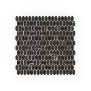 Serenity Marquina Black/White 11.125 in. x 11.875 in. Elongated Hex Matte Glass Mosaic Wall/Floor Tile (13.75 SF/Case)