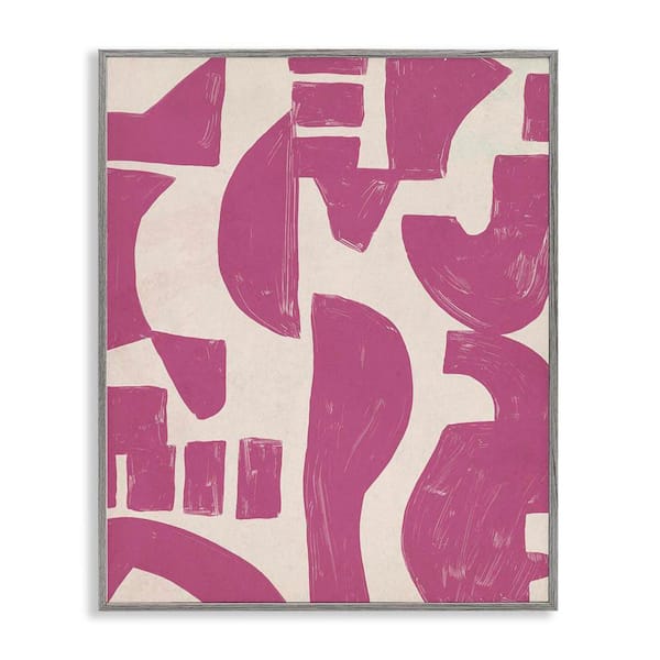 Stupell Industries Purple Asymmetrical Shapes by June Erica Vess Gray Framed Abstract Giclee Art Print 20 in. x 16 in.
