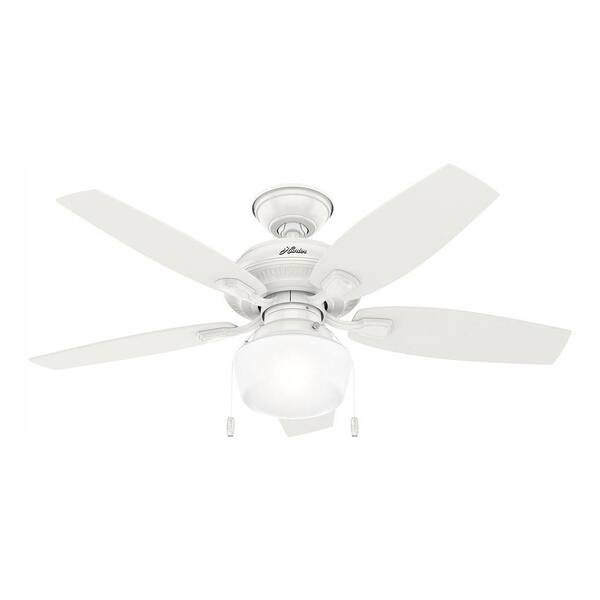 Hunter Cote 46 In Led Indoor Outdoor Fresh White Ceiling Fan With Light Kit 52174 The Home Depot - Hunter Outdoor Low Profile Ceiling Fan With Light