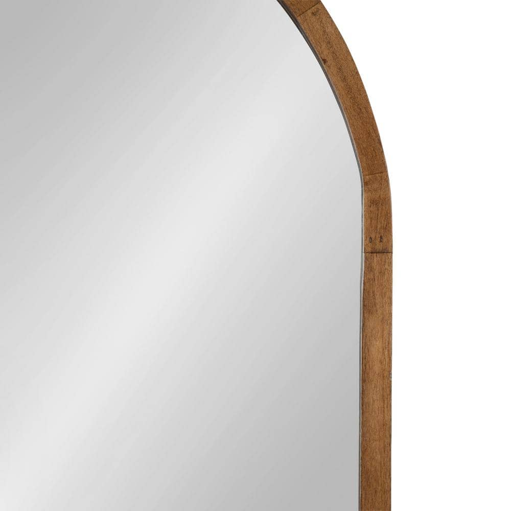 Hutton Modern Farmhouse Full-Length Arched Wood Mirror in Rustic Brown